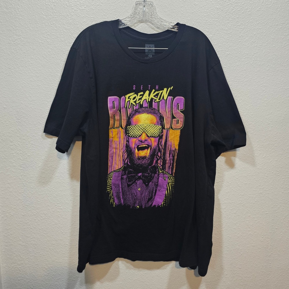 WWE Authentic Seth Freakin Rollins Graphic T-Shirt Mens 4X Black Wrestling Tee